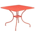 thumbnail image 4 of Flash Furniture Commercial Grade 35.5" Square Coral Indoor-Outdoor Steel Patio Table Set with 2 Round Back Chairs, 4 of 5
