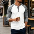 thumbnail image 3 of IAJDKMEK Men's Henley Shirts - Long Sleeve Color Block Raglan Casual Top with Soft Fabric for Daily Style,Light Gray L, 3 of 7