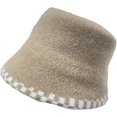 thumbnail image 2 of CoCopeaunts Bucket Hat for Women Solid Color Soft Wool Fisherman Hat Winter Wool Warm Fashion Plaid Brim Foldable Basin Hat, 2 of 8