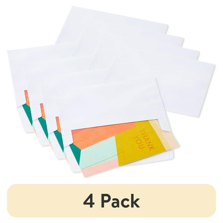 (4 pack) Pen+Gear A7 Greeting Card Peel and Stick Envelopes, White, 5in x 7in, 100 Count