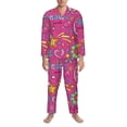 thumbnail image 4 of Bingfone Men'S Pajama Set 2 Piece Loungewear Pjs, Long Sleeve With Pajama Pants-Peace Love And Dove Flower Power, 4 of 9