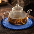 thumbnail image 4 of HHJZPR Round Pom Pom Woven Placemat, 14.96in Hand Braided Heat Resistant Table Charger Mat, Decorative Circular Dining Table Coaster for Home Kitchen Restaurant Party Decor, 4 of 5