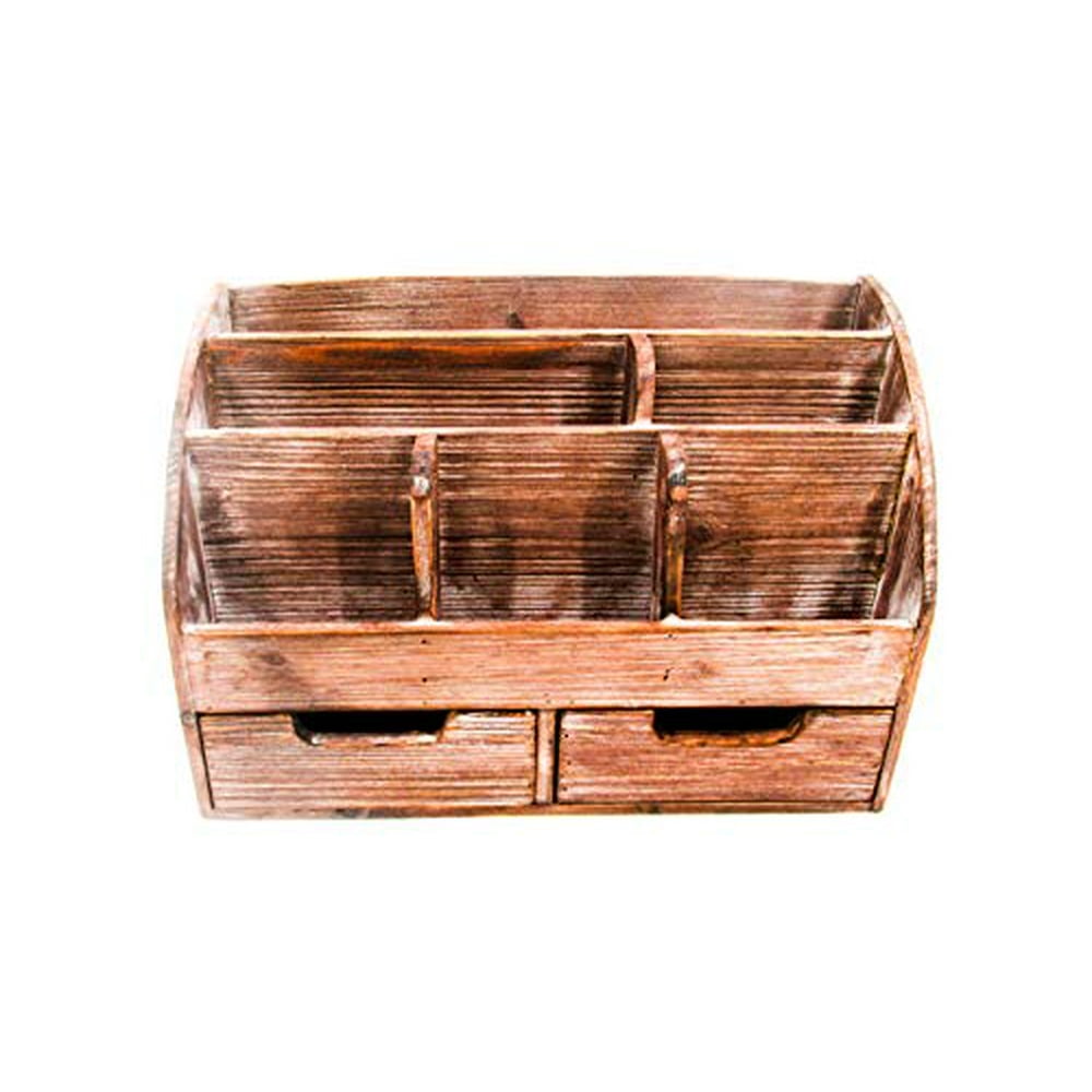 Farmhouse Style Wood Desk Mail Organizer for Office by Trademark
