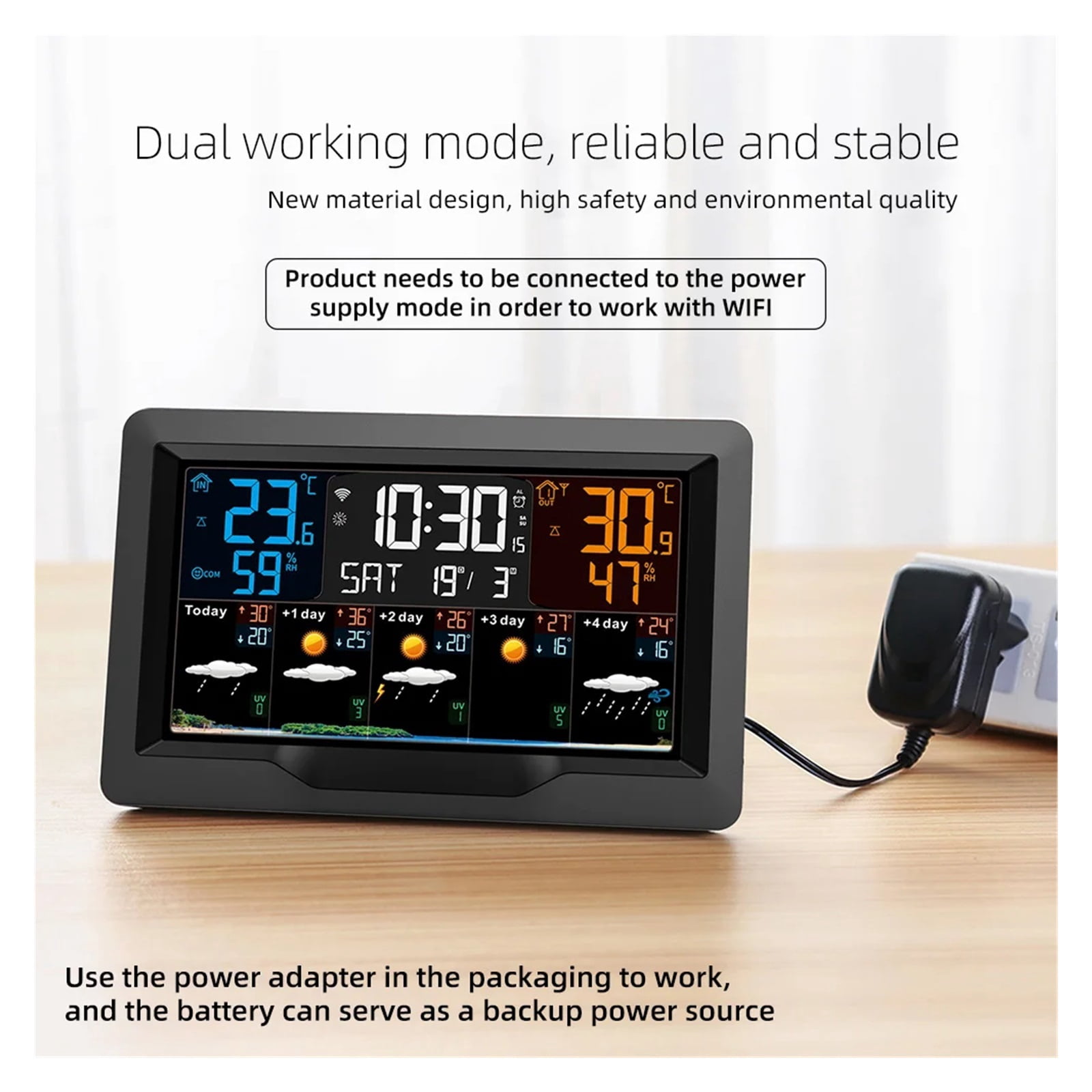 Smart Wireless Weather Station with Color Screen, App Control Temperature Meter