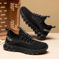 thumbnail image 3 of CORASUN Men's Lightweight Athletic Shoes - Ultra-Breathable Flyknit Mesh, Durable Non-Slip PVC Cushioning Sole for Men & Office Workers on Daily Commute, Casual Streetwear & Jogging (Triple Black), 3 of 6