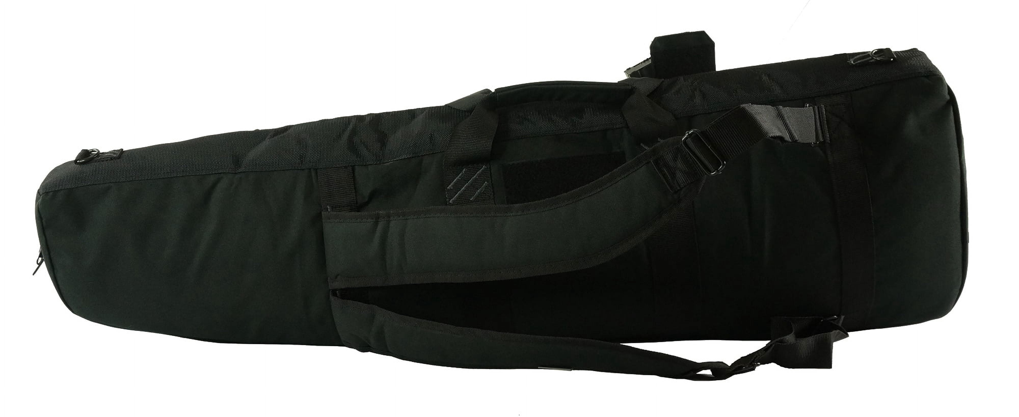 Heavy Duty Double Rifle Storage Case Lockable Gun Soft Sided Carrier Bag Dual Padded Shoulder Straps 4 Large Pouches Front Pockets Black