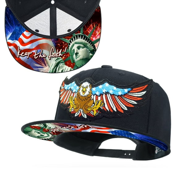 Tilgomedal USA Flag Eagle Black Snapback Hats for Men Women Adjustable Dad Wool Baseball Caps