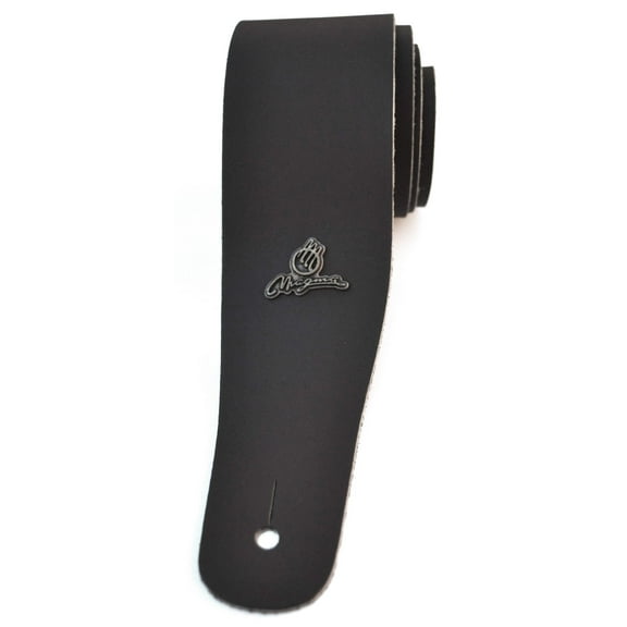 Magma Leathers 2.52" Delux Argentinean Black Smoth Leather Guitar Strap (07MB01.)