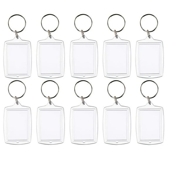 10PC Acrylic Photo Frame Keychain Clear Picture Insert Blank Keyrings for Double-Sided Photos DIY Supplies
