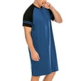 thumbnail image 6 of 2 Pack Men's Cotton Nightshirts Button V Neck Nightgown Short Sleeve Sleepwear Dress Big&Tall Lounge Pajamas Shirt Sleepshirt M-XXXL, Black+Blue, 6 of 8