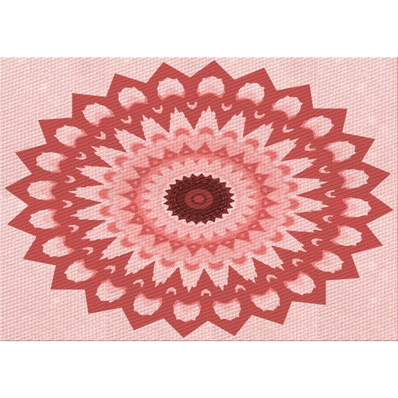Ahgly Company Machine Washable Indoor Rectangle Transitional Deep Rose Pink Area Rugs, 6' x 9'