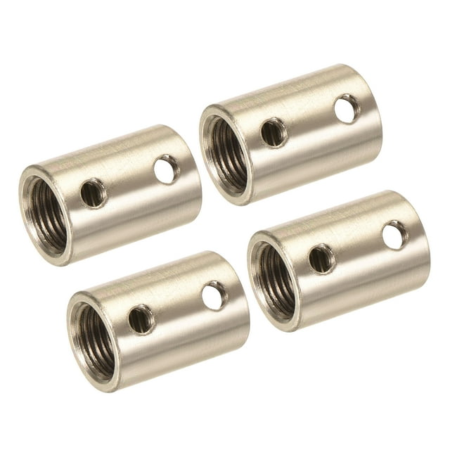 Unique Bargains M10 M4 Thread Sleeve Stud Pipe Connector Round Coupling Nut Nickle Color 4 Pack