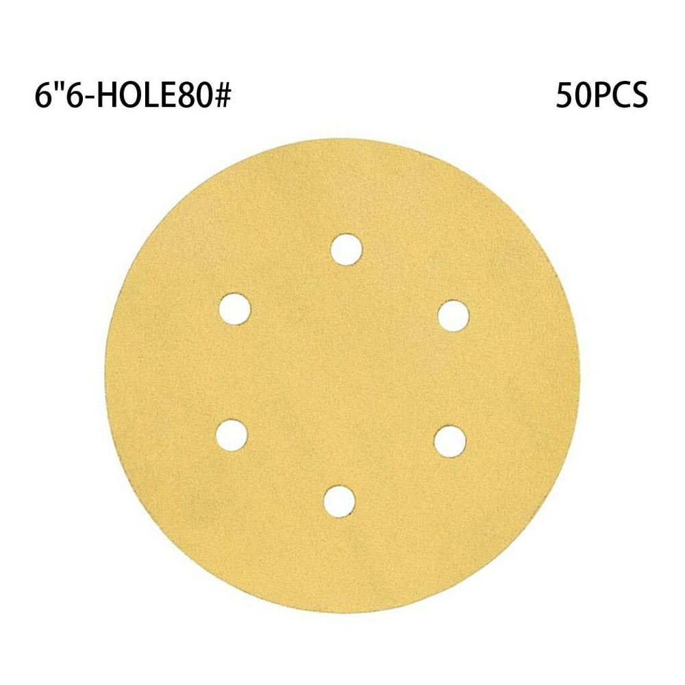 6-Inch 6-Hole 80-Grit Dustless Hook and Loop Sanding Discs, 50-Pack ...