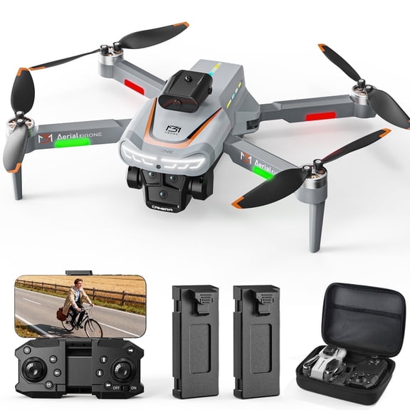 Wefone M3 Foldable Drone with Camera, Obstacle Avoidance, 2 Batteries 20 Min, Brushless Motor, Optical Flow, Gray