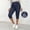 Navy, variant on Women's Mid-Rise Slim Fit Capri Stretch Faux Denim Pants High Waisted Faux Pockets