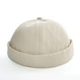 thumbnail image 1 of Unisex Adjustable Brimless Melon Leather Beanie Cap Hooligan Hats Solid Color Landlord Cap, 1 of 8
