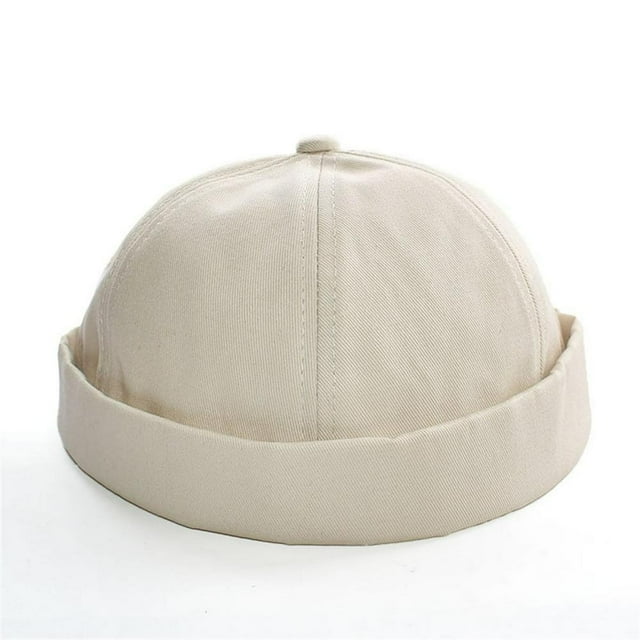 Unisex Adjustable Brimless Melon Leather Beanie Cap Hooligan Hats Solid Color Landlord Cap