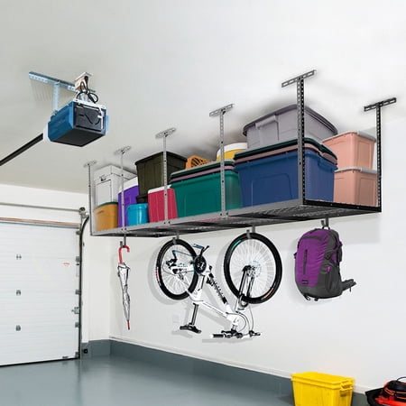 garage overhead storage 3x8 fleximounts adjustable rack ceiling duty heavy length height width