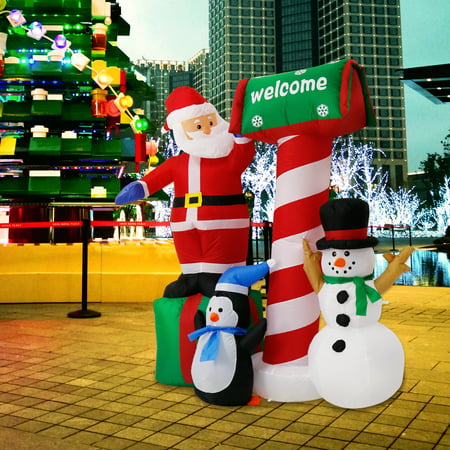 Kinbor 5.3Ft Santa Clause Snowman Christmas Inflatable Air Blown Holiday Outdoor Yard Decoration