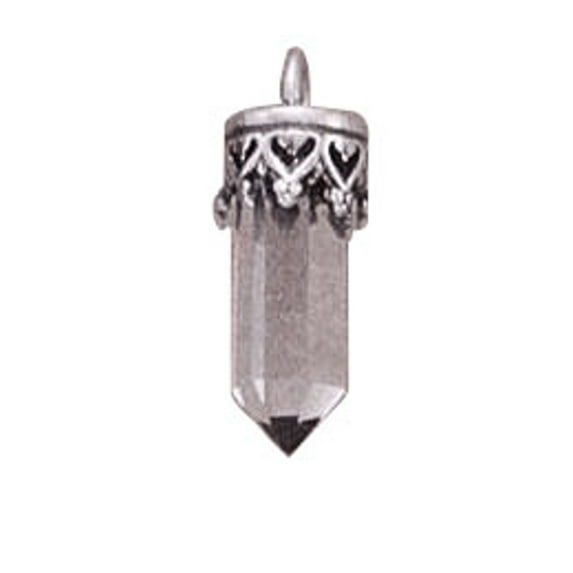 Sterling Silver 18" 1mm Box Chain Small Quartz Crystal Pendant Necklace