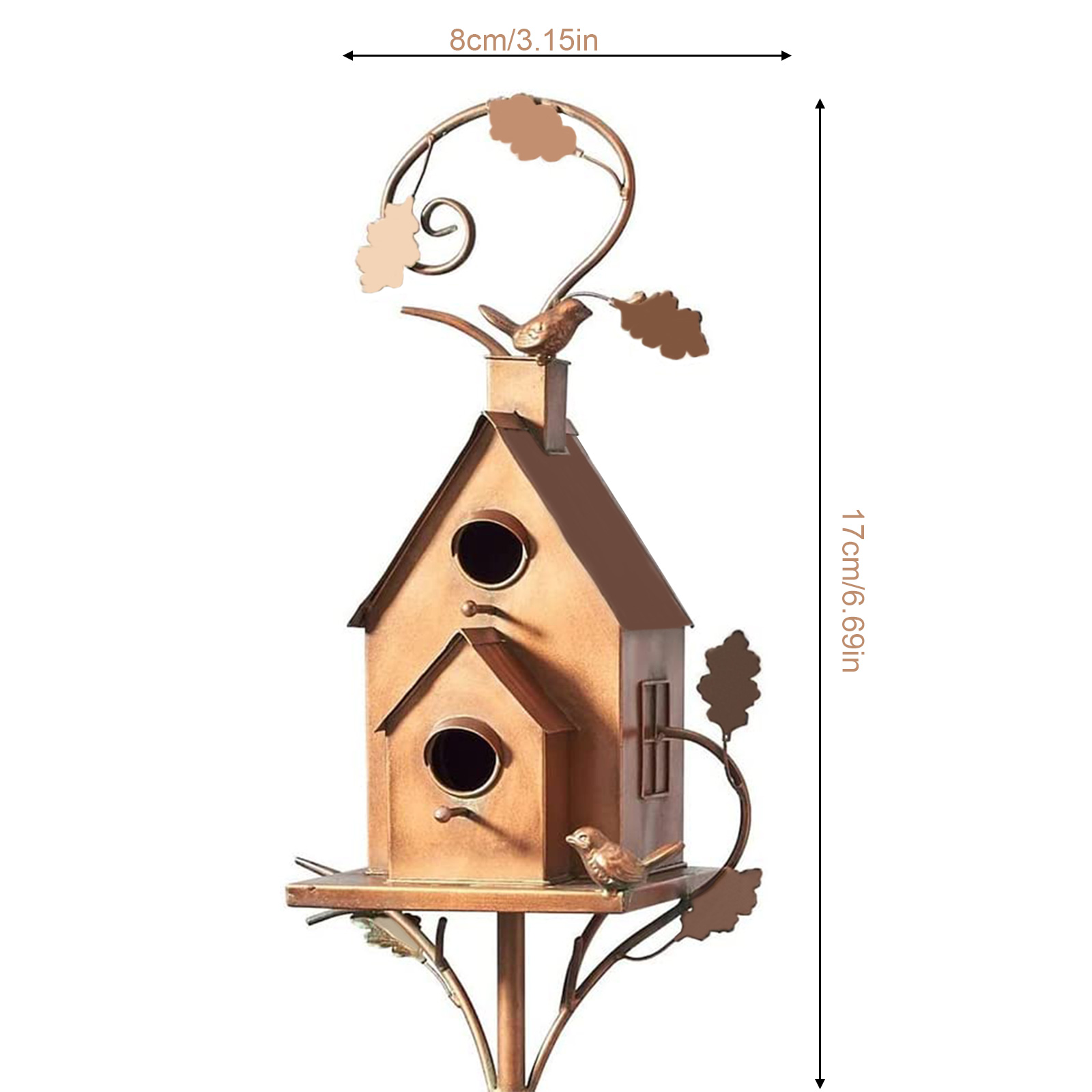 Asdomo Metal Birdhouse Garden Stakes Bird's Nest Multi-size Yellow Easy To Assemble Resting Place For Birds - image 2 of 9