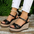 thumbnail image 5 of Orthopedic Sandals for Women Women's Fashion Casual Wrap-Around Buckle Summer Style Fashion Casual Color Matching Trend Eye-Catching Thick Bottom Wedge Heel Sandals Black, 5 of 8
