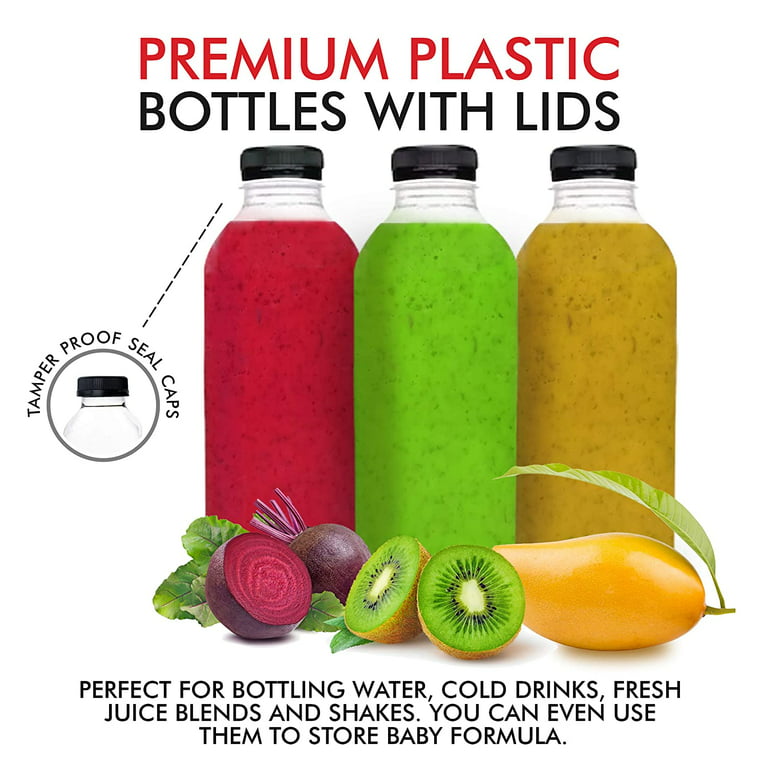Plastic 16oz Reusable Juice Bottles with Caps, 12 Pack, Clear Smoothie  Drink Containers by Stock Your Home