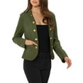 thumbnail image 4 of INSPIRE CHIC Women's Faux Suede Open Front Long Sleeve Button Decor Steampunk Jacket S Green, 4 of 6