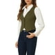 thumbnail image 4 of Chaleco de mezclilla sin mangas para mujer INSPIRE CHIC, con cuello en V y botones, casual, color verde militar, talla XS, 4 of 6