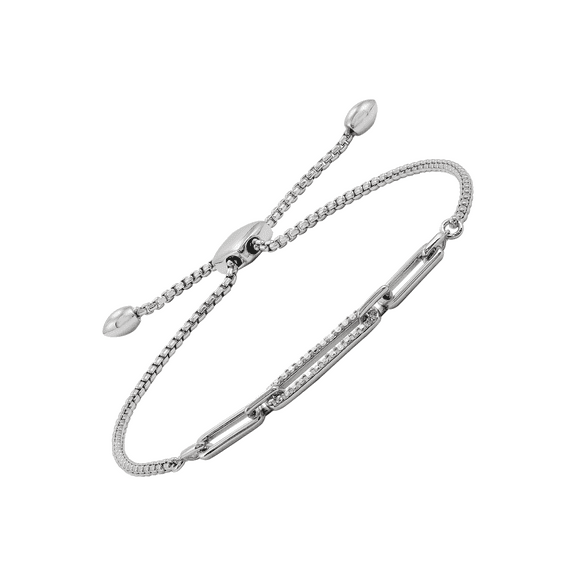 Women's Welry 1/6 cttw Diamond Bolo Chain Bracelet in Sterling Silver, 10"
