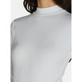 thumbnail image 4 of No Boundaries Ribbed Mock Neck Top with Long Sleeves, Women’s and Women’s Plus, 4 of 5