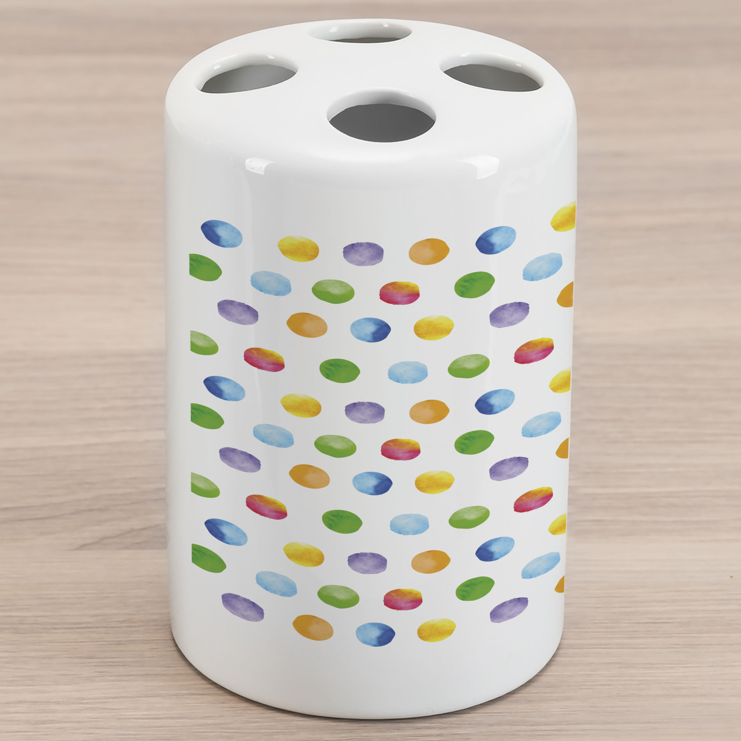 Watercolor Ceramic Toothbrush Holder, Abstract Brush Stroke Polka Dots ...