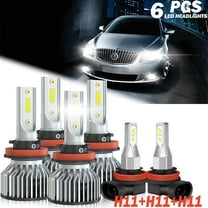 Fit for 2005 - 2013 Buick LaCrosse LED headlight bulbs H11 H9 H8 High/Low Beam+ Fog lights,12000LM 50W 6000K,500% Brighter than halogen, 6PCS
