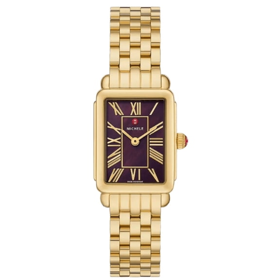 Michele Deco Park Mother of Pearl Dial 18K Gold-Plated Steel Women's Watch MWW06E000147