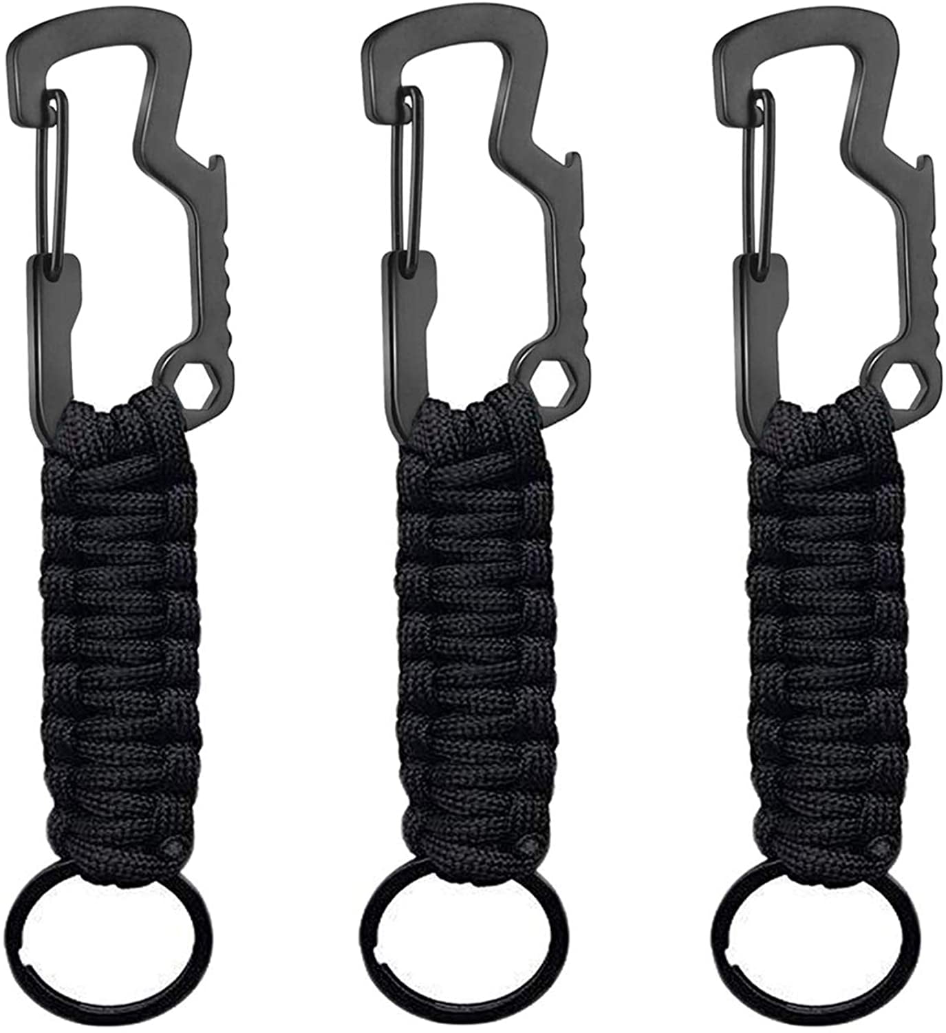 C and C Adventures Paracord Lanyard Keychain with Carabiner Hook and Key Ring