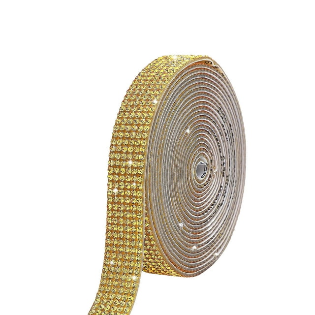 Rhinestones For Crafts 6-Row Self-Adhesive Crystal Diamond Ribbon 40 in Long With 2 mm Rhinestones For Christmas DIY Projects