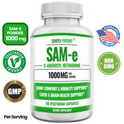 SAM-e Supplement, 500mg SAM e 60 Capsules, 1000mg/Serv, Same (S-Adenosyl Methionine), Supports Liver Health and Joint Comfort, Flexibility & Mobility
