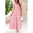 thumbnail image 4 of PRETTYGARDEN Women's Summer Flowy Maxi Dress Casual Cap Sleeve V Neck Smocked Beach Sundress, 4 of 8