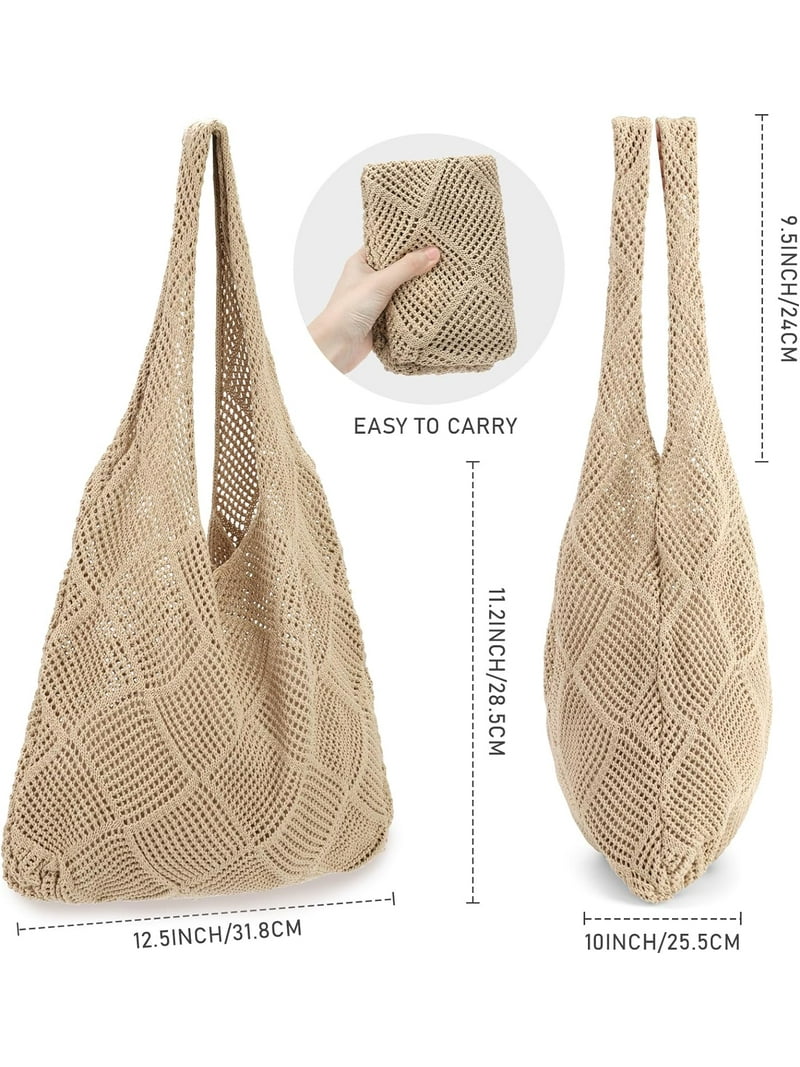 Gocvo Crochet Bag for Women, Knitted Purse Summer Tote Mesh  display picture 3