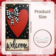 thumbnail image 2 of Red Heart Welcome Banner Buffalo Plaid Bow Love Backdrop Black Background Gold Polka Dots Heart Display for Front Door Decor Valentine's Day Party Housewarming Gift, 2 of 9