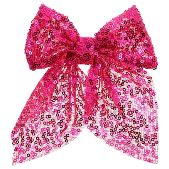 UPOUART Sparkling Sequin Bow Hair Clips for Kids Teens, Daily Wear Duckbill Barrettes, 1 Pack Rosy Decorative Accessories