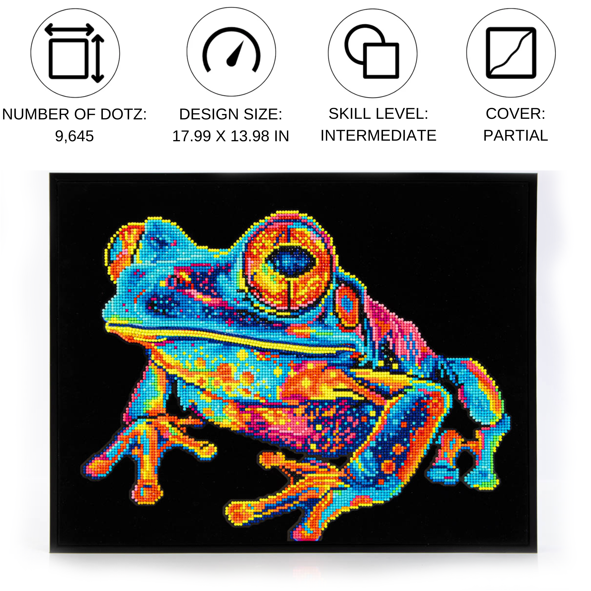 Diamond Dotz Neon Flock Tree Frog Diamond Painting Kits for Adults - Colorful Diamond Art Kits a Relaxing Creative Craft Kit with Dotz Gems 14x18