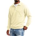 thumbnail image 6 of IAJDKMEK Men's Polo Collar Solid Long Sleeve Fleece Sweatshirt - Full Zip Pullover for Men, Fall Winter Top with Warm Inner,Beige L, 6 of 6