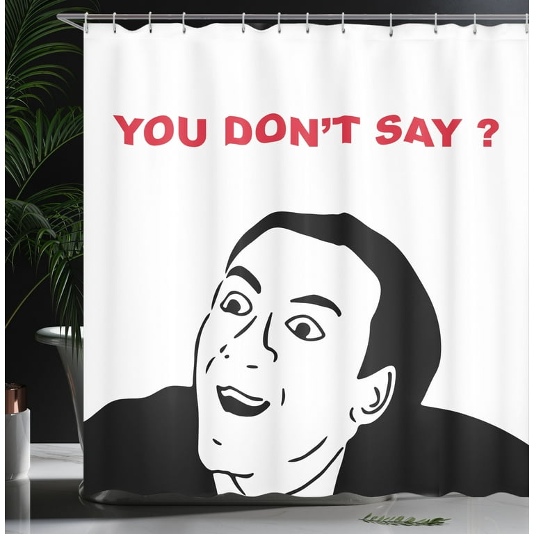 Groovy Decor Shower Curtain, Guy Meme Face Laughing Gestures Human  Expression Humor Modern Illustration, Fabric Bathroom Set with Hooks, 69W X  70L