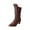 Brown, variant on Fesfesfes Riding Boots For Women Shoes Winter Warm High Heel Casual Retro British Style Solid Color Lace Up Pointed Mid Calf Knight US:5.5(36)