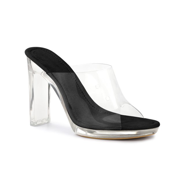 BLISSFUL STEP Sandales à Talon Bloc à Plateforme Transparente pour Femmes