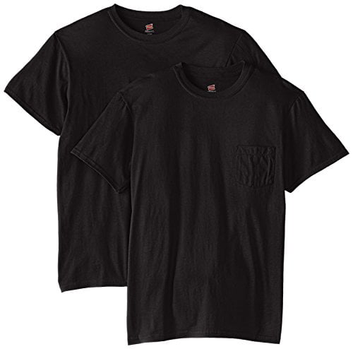 Hanes Men's Nano Premium Cotton Pocket T-Shirt Pack of 2, Black, XX ...