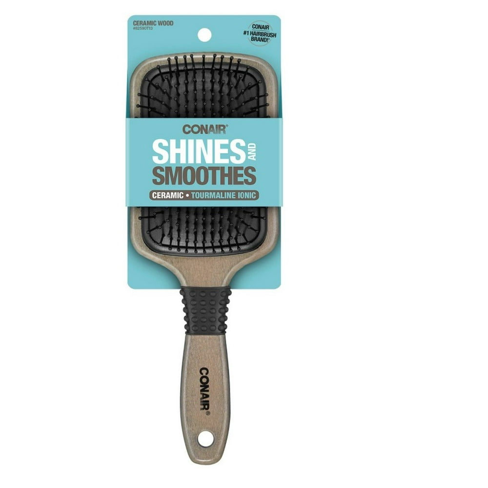 Conair Shines and Smoothes Ceramic Wood Paddle Hair Brush