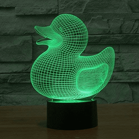 YSITIAN 3D Duck Night Light Lamp Illusion Night Light 7 Color Changing Touch Switch Table Desk Decoration with Acrylic Flat ABS Base（Style 21） YT-14823