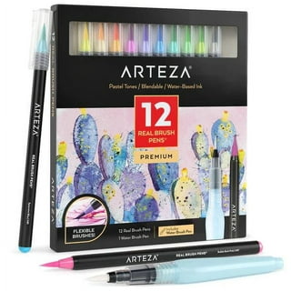 Arteza Coloring Set - 14 Retractable Gel Ink Pens and Sketchbook